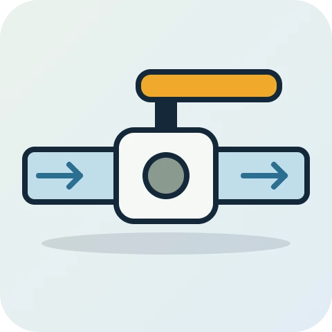 Illustration of a ball valve fitted in a pond pipe